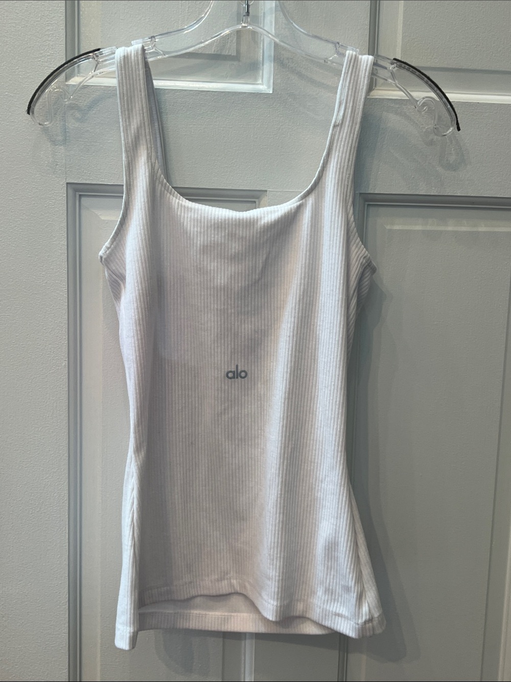 ALO Yoga White Ribbed Scoop Tank